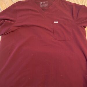 Figs Maroon Technical Scrub Top